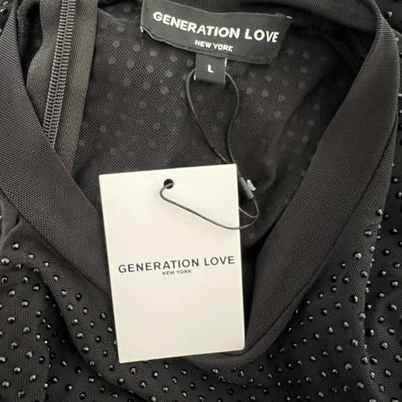 Generation Love COLE Crystal Beaded Black Elegant Long Sleeve Top NWT Large - Picture 8 of 9